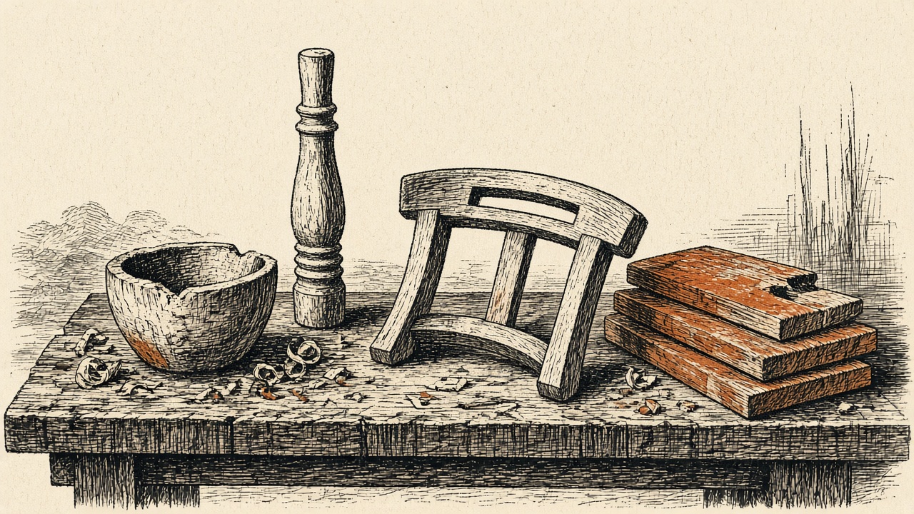 A workbench with several unfinished objects sitting together. Illustration for Why I Build So Many Things.